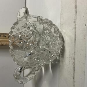 Vintage Cut Crystal Creamer – Starburst Pattern – Heavy Glass Handle